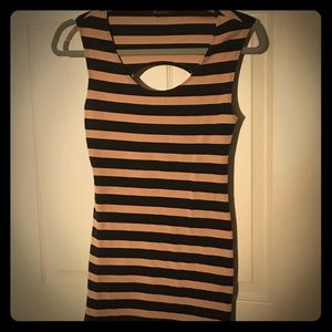 Black and nude bodycon dress